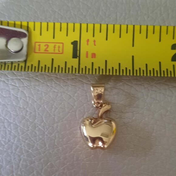 10k Solid Yellow Gold Apple Charm Pendant - Picture 7 of 8